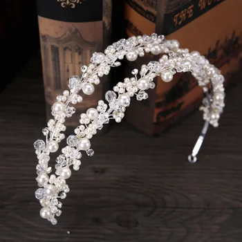 Pearl hlavový most ručné crystal pearl headdress svadobné doplnky