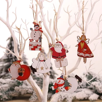 2 ks Vianočné Prívesok Drevené Maľované Farebné Vianočný Strom Drop Ozdoby, Dekorácie Pre Domov Deti Hračky, Darček, Vianoce, Nový Rok