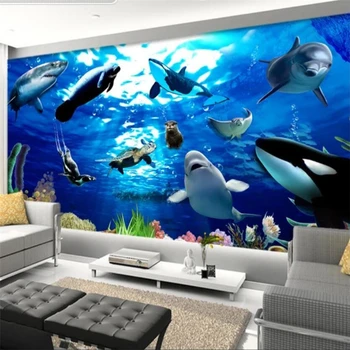 Prispôsobený Tapety 3D nástenná maľba Podmorský Svet Zvierat Nádherné Dolphin Dekoratívne Maľby Obývacej Izby, detskej Izby фотообои