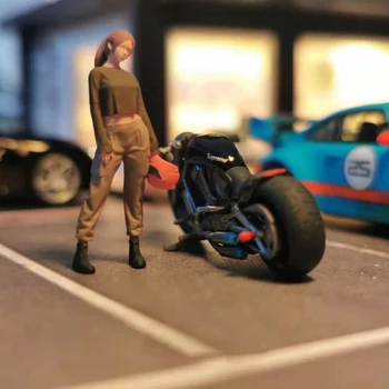 Auto Dievča Bábiku 1:64 Rozsahu Autá Model Scéna Charakter Simulácia Živice Obrázok Modelu Vozidla Hračka Displej Príslušenstvo