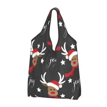 Roztomilé Vianoce Elk Žien Bežné Ramenný nákupná Taška Veľká Kapacita Tote Bag, Prenosný Úložný Vak Skladacia Kabelky
