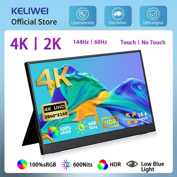 KELIWEI 15.6 Palcov Prenosný Monitor Dotyk 4K UHD 144HZ HDR 100%sRGB Typu C, HDMI Herné IPS Displej Pre PC, Notebook, Xbox PS4 Prepínač