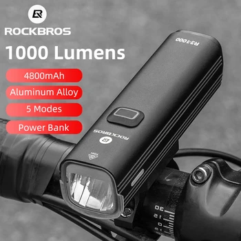 ROCKBROS 1000 Lumenov Bicyklov Svetla MTB, Road Bike LED Reflektor USB Nabíjateľné Svietidlo Svietidlo 4800 mAh Cyklistické Príslušenstvo