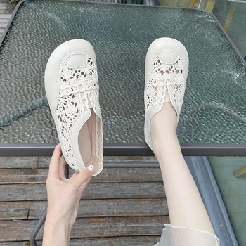 Ženy Mokasíny Topánky Oka Bežné Plytké Sandále 2023 Lete Nové Módne Priedušná Príjemné Mäkké Lode Topánky Dizajnér Ženy Sandále