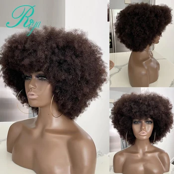 Peruánsky Vlasy Pixie Krátke Kinky Afro Kučeravé Bob Rez Skákacie Lacné Celý Stroj Vyrobený Ľudské Vlasy, Parochne Pre Čierne Ženy Glueless Remy