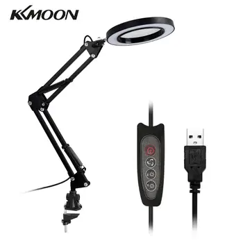 KKMOON Osvetlenie LED 5X lupa Stolná Lampa so Svorkou Ruky USB-powered LED Lampy, Lupy s 3 Režimami Stmievateľné