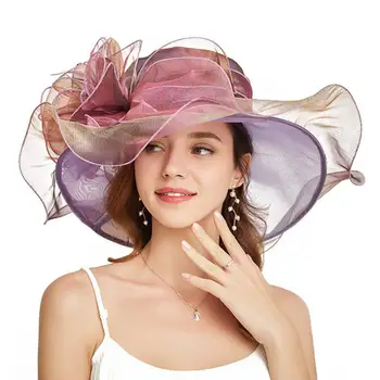 Ženy Sun Hat Pedál Okraj Klobúka Anti-UV Flower Decor Ploché Spp Vintage Ženy Pláži pokrývku hlavy