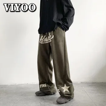 Pánske Y2K Oblečenie Vintage Streetwear Nohavice Y2k Harajuku Rovnou Nôh Hippie Hip Hop Tepláky Širokú Nohu, Nohavice kórejský Štýl