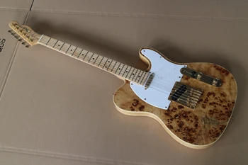 TL Elektrická Gitara od výrobcu OEM, Burl javorový top, javorový krk a hmatníkom, single-coil pickup, gitara, vlastné akceptované