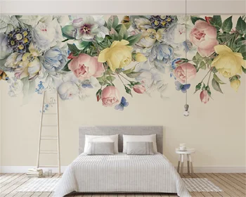 Ručne maľované retro rose, spálne, gauč pozadí steny dekoratívne maľby nástenné tapety abstraktných pintado de porovnanie dormitorio