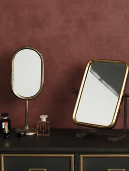 Kovové Make-Up Zrkadlo Svetlo Luxusné Plochy S Vysokým Rozlíšením Zrkadlo Na Líčenie Dekoratívne Zrkadlo Priemyselné Štýl Zrkadlo Tabuľka