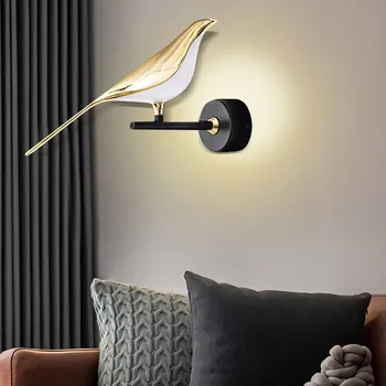 Nordic Štýl Art Straka Vták Lampa LED Nástenné Svietidlo Spálňa Posteli Salón Pozadí Dekorácie na Stenu Sconce Vnútorné Osvetlenie