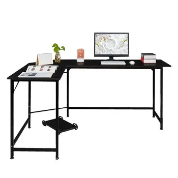 L Tvarované Stolný Počítač, písací Stôl, 90° v tvare L a humanized nohy positiondesign, s nastaviteľné nohy podložky a POHÁR Stojan