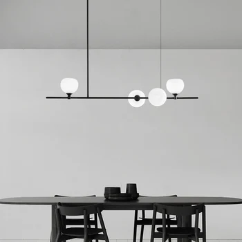 Nordic Medi Nezávislá Lampy, Jedáleň, Kuchyňa, Bar, Krytý Domov Osvetlenie Čierne Telo Biele Sklo Led Luster Moderný Dekor