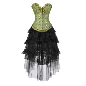 Gotický Korzet, Šaty Plus Veľkosť Steampunk Bustier Top s Dlhými Tylu Sukne Halloween Kostýmy pre Ženy Dance Party Oblečenie