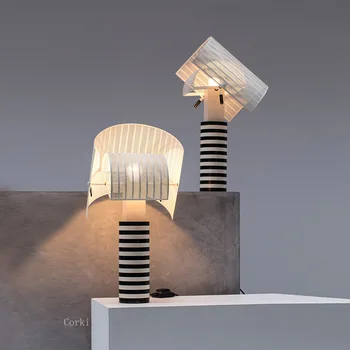 Talianska Dizajnérka Čierne Biele Pruhy Iron Art stolná Lampa Nordic Obývacia Izba Štúdia Spálňa Posteli stolná lampa Led Svietidlá