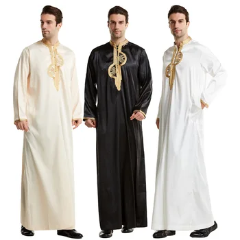 Moslimských Mužov Oblečenie Kaftan Šaty Dlhé Rukávy Stojan Golier Eid Thobe Kurta Arabských Turecké Šaty Dubaj Islam Zvyk Etnických Voľný Čas