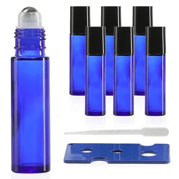 6pack 10 ml Sklo Roll-on Fľaše Kobaltová Modrá s Nehrdzavejúcej Ocele Navi Lopty pre Esenciálne Oleje Kolínska & Parfumy