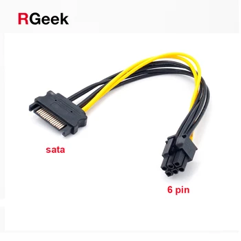 RGEEK 20 CM SATA 15 kolíkový až 6-Pin PCI-E PCIE Express Graphics Converter Adaptér, Káble 18AWG Drôt na Grafické Karty