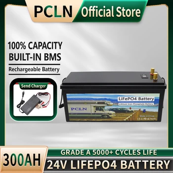 12V 24V LiFePO4 Batérie 400Ah 300Ah 200Ah 100Ah Vstavané BMS Lítium Železa Fosfát Buniek Pre Golf Cart Solárne Skladovanie + Nabíjačka