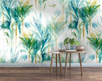 Vlastné tapetu nordic moderné ručne maľované abstraktné umenie tropických lesov rastlina listy obývacia izba, spálňa pozadí nástennú maľbu