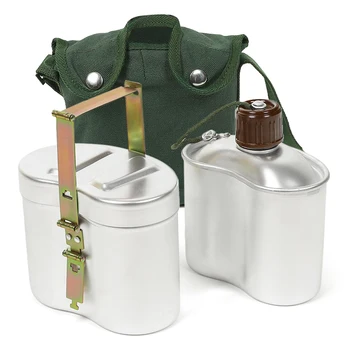 Prenosné Hliníkové Jedálne Set s Cup a Kryt Outdoor Camping Riad Neporiadok Kit pre pešiu Turistiku Backpacking Piknik