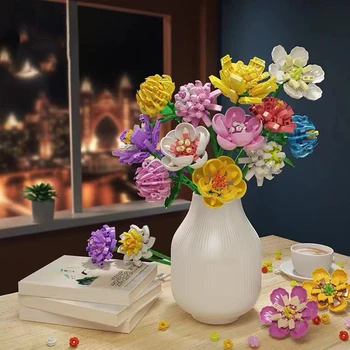 Kvet Stavebné Bloky Lily Rose Tulipán Simulácia Kvet HOBBY Hračky pre Deti, Učiteľov, Deň Vďakyvzdania Vianočný Darček