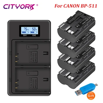 CITYORK BP 511 BP-511 BP511 BP511A Kamera, Batéria + LCD USB Duálna Nabíjačka Pre CANON EOS 40D 300D 5D 20 D 30 D 50D 10D D60 G6