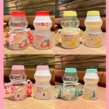 450 ml Jogurt Plastové Roztomilý Fľaša na Vodu S Ramienkami Obal Kawaii Tour Ovocie Pitnej Yakult Tvar Mlieko Prenosné Deti/Dievča/Adult