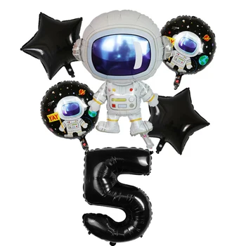 6pcs Vesmíru Astronaut Rocket Galaxy Theme Balóny chlapčeka Narodeninovej Party Dekorácie Číslo 1 2 3 4 5 6 7 8 9 Rokov