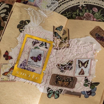 40pieces za balenie Dlho motýľ Nálepky DIY príručka ročníky Dekoratívne Nálepky Literárny scrapbooking dodávky 110*195mm