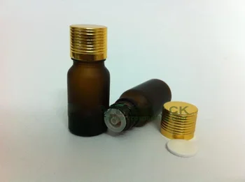 30pcs 10 ml oranžové alebo hnedé sklo Esenciálny olej prázdne fľaše s zlata, ako caps/0.33 oz matné sklenené fľaše s zátky