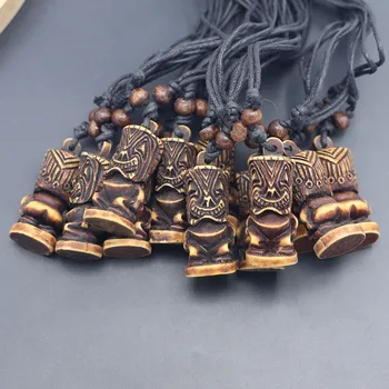 12pcs Pohode Imitácia Kosti Vyrezávané Zub Prívesok Náhrdelník Nový Zéland Tiki Stereotyl Amulet Nastaviteľné Lano Ženy Šperky Položiek