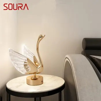 SOURA Moderné LED Swan Nabíjateľná stolná Lampa Kreatívny Dizajn Stôl Light Decor Pre Domáce Obývacia Izba