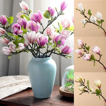 Umelé Magnolia Kytice Faux Kvet Pobočky Strany Svadobné Ozdoby Simulácia Kvety Domova