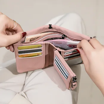 Krátke Peňaženky Študent Veľkú Kapacitu Multi-funkčné Multi-card Mince Peňaženky Krásne Ženy Sklopením Zápästia Malé Peňaženky Ženy