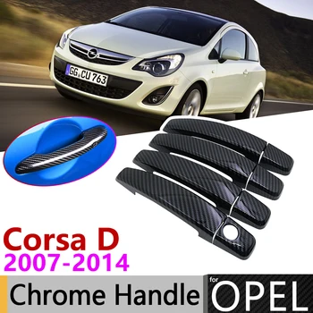 Black Carbon Fiber Dverí Rukoväť Kryt pre Opel Corsa D 2007~2014 Vauxhall 2011 2012 2013 autopríslušenstva Nálepky Výbava Nastaviť Chrome