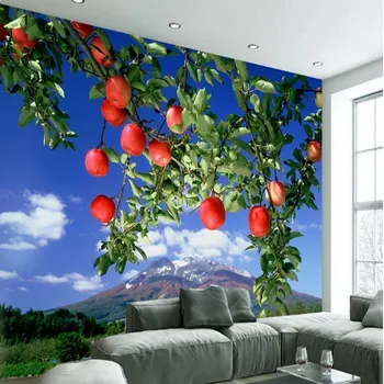wellyu Vlastné veľké fresky čerstvé pastoračnej apple tree krásy obývacia izba TV tapetu pozadia abstraktných de parede para quarto