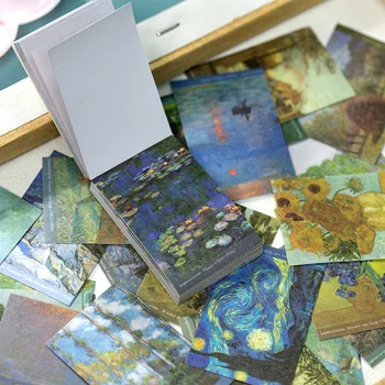 50pcs/kniha Vintage Umelec Van Gogh Monet Washi Nálepky Knihy Estetické Maľovanie DIY Strane Úvahy Materiál, Dekoračné Nálepky