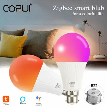 CORUI B22 Tuya Zigbee Smart Home Stmievateľné LED Žiarovka 7W RGB 85-265V Lampa Podporu Alexa Domovská stránka Google Ovládanie Hlasom