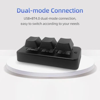 MK321BT 3-tlačidlo Prispôsobené Mini Klávesnica s Mechanickým Modrá Prepínač USB+BT Dual-mode Pripojenie pre Multimediálne Office Hra