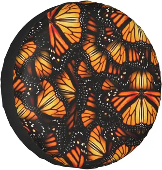 Hromady Orange Motýľov Monarch Vytlačené Náhradné Pneumatiky Kryt Vodotesný Pneumatiky Kolesa Chránič pre Auto Truck SUV Camper Trailer Rv