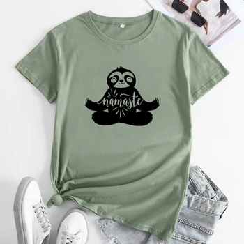 Namaste Jogy Lenivosť T-shirt Roztomilý Ženy Grafické Meditácie Vtipné Tričko Žena Cvičenie Top Tee Tričko