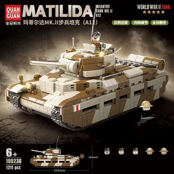 2023 Vojenské WW2 UK Matilda Pechoty Nádrž MK.II A12 Auto Stavebných Blokov World Vojna 2 Vojak Údaje Tehly Model Auta Hračky, Darčeky
