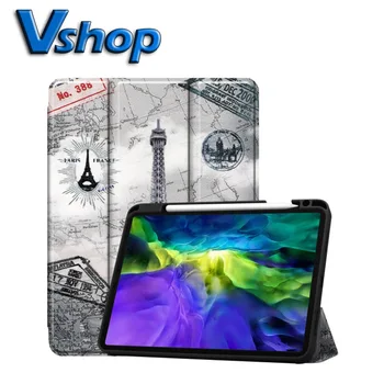 Tablet Ochranné puzdro Maľované TPU Puzdro na Tablet S Spánku Funkcia Tri-Fold Držiak na Pero Slot Pre iPad, Kompatibilný Pro 11 palca