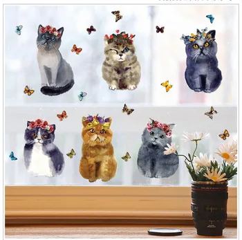 Kreatívne realistické kvet mačka nálepka, 3D priestorové h-ťahané mačka motýľ, dekorácie, maliarstvo, self-prilepili maľovanie