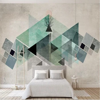 wellyu abstraktných de parede 3d Vlastnú tapetu Nordic minimalistický retro geometrický trojuholník farebný blok TV pozadí na stenu