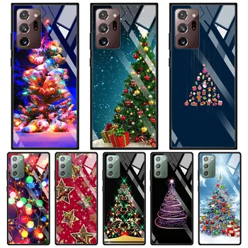 Tvrdené Sklo Prípadoch Pre Samsung Galaxy Note 20 10 Plus Ultra Lite 5G 9 8 Zadný Kryt Telefónu Shell Krásne Veselé Vianoce strom