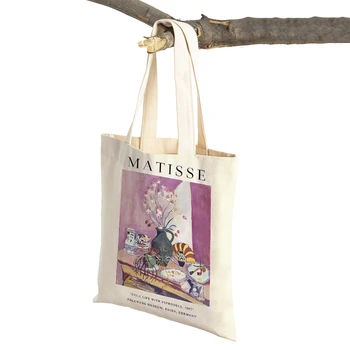 Vintage Matisse Váza Abstraktné Šírku Tlač Shopper Taška Oboch Stranný Kabelka Tote Bežné Geometrické Ženy Nákupné Tašky Cez Rameno
