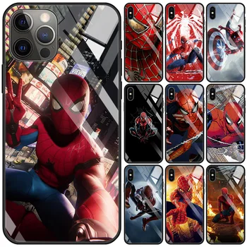 Marvel málo Spider-Man Tvrdeného Skla Shell Pre iPhone App 13 14 12 11 Pro Max 13 14 12 Mini 8 7 6 X XR XS Max Plus Prípade